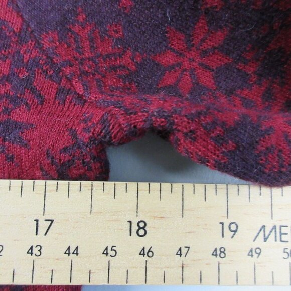 Neve Women Full Zip Sweater M Red Merino Wool Snowflake Maya Performance 292 - Picture 7 of 9